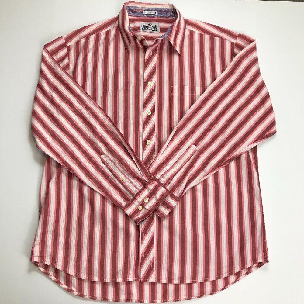 Robert Graham Men Designer 100% Cotton Button Multi-Color XL Striped Shirt